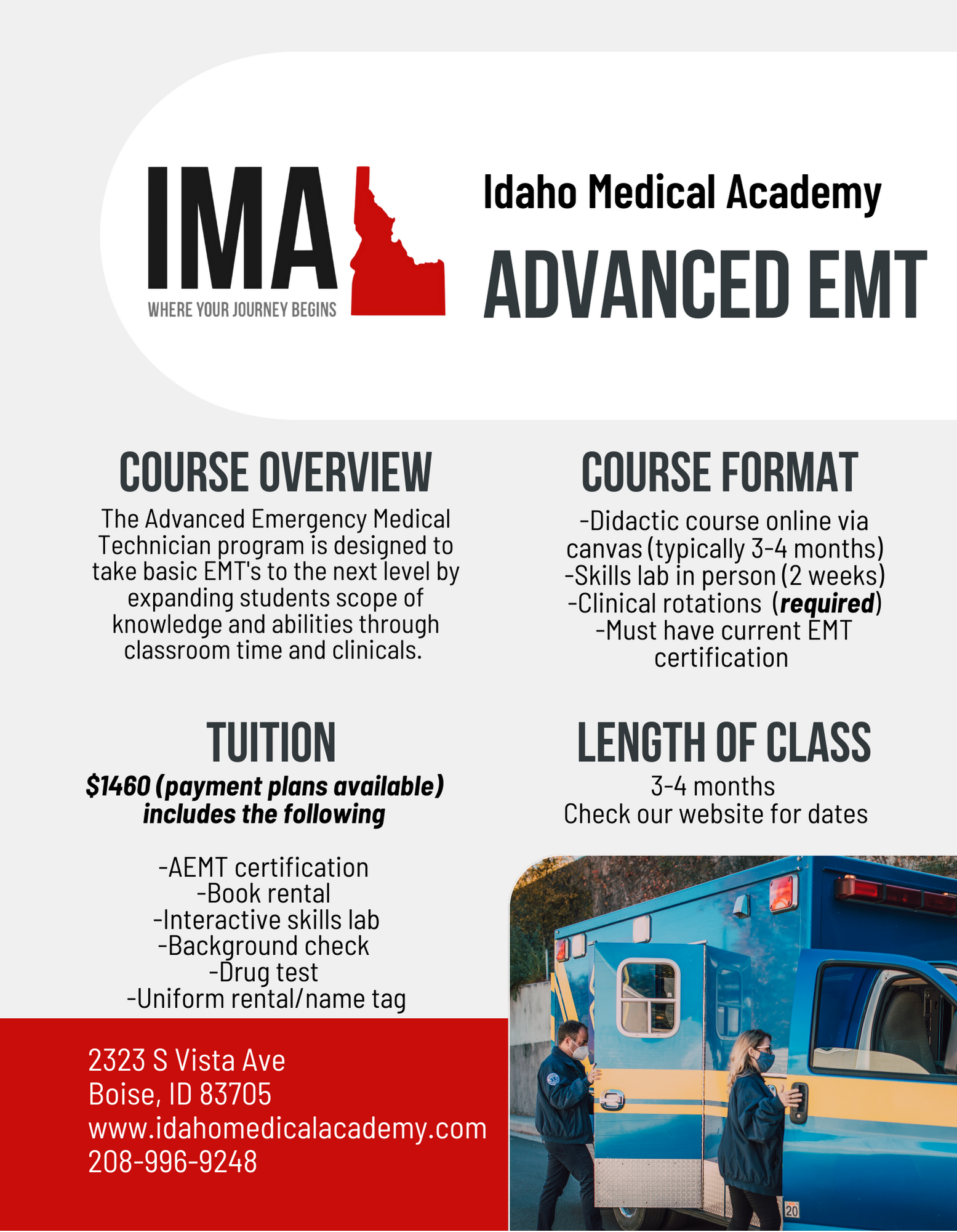 AEMT Course, Idaho Medical Academy Nampa & Boise ID